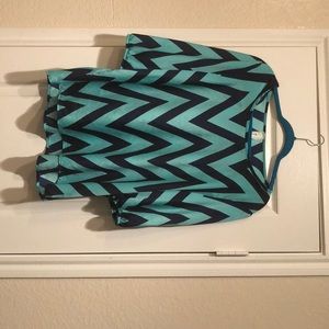Mint and navy blue chevron shirt